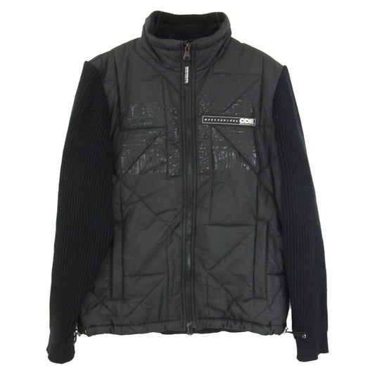 MARK&LONA マークアンドロナ MCM-4C-AD58 ニット切替 ロゴプリント 中綿 ジップアップ ジャケット ブラック系 46【中古】