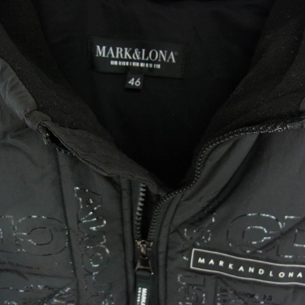 MARK&LONA マークアンドロナ MCM-4C-AD58 ニット切替 ロゴプリント 中綿 ジップアップ ジャケット ブラック系 46【中古】