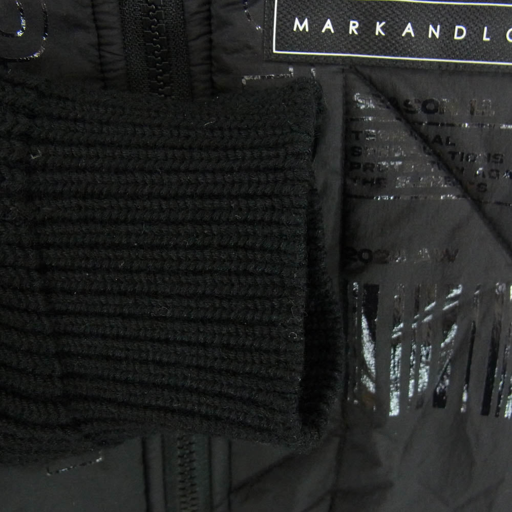 MARK&LONA マークアンドロナ MCM-4C-AD58 ニット切替 ロゴプリント 中綿 ジップアップ ジャケット ブラック系 46【中古】