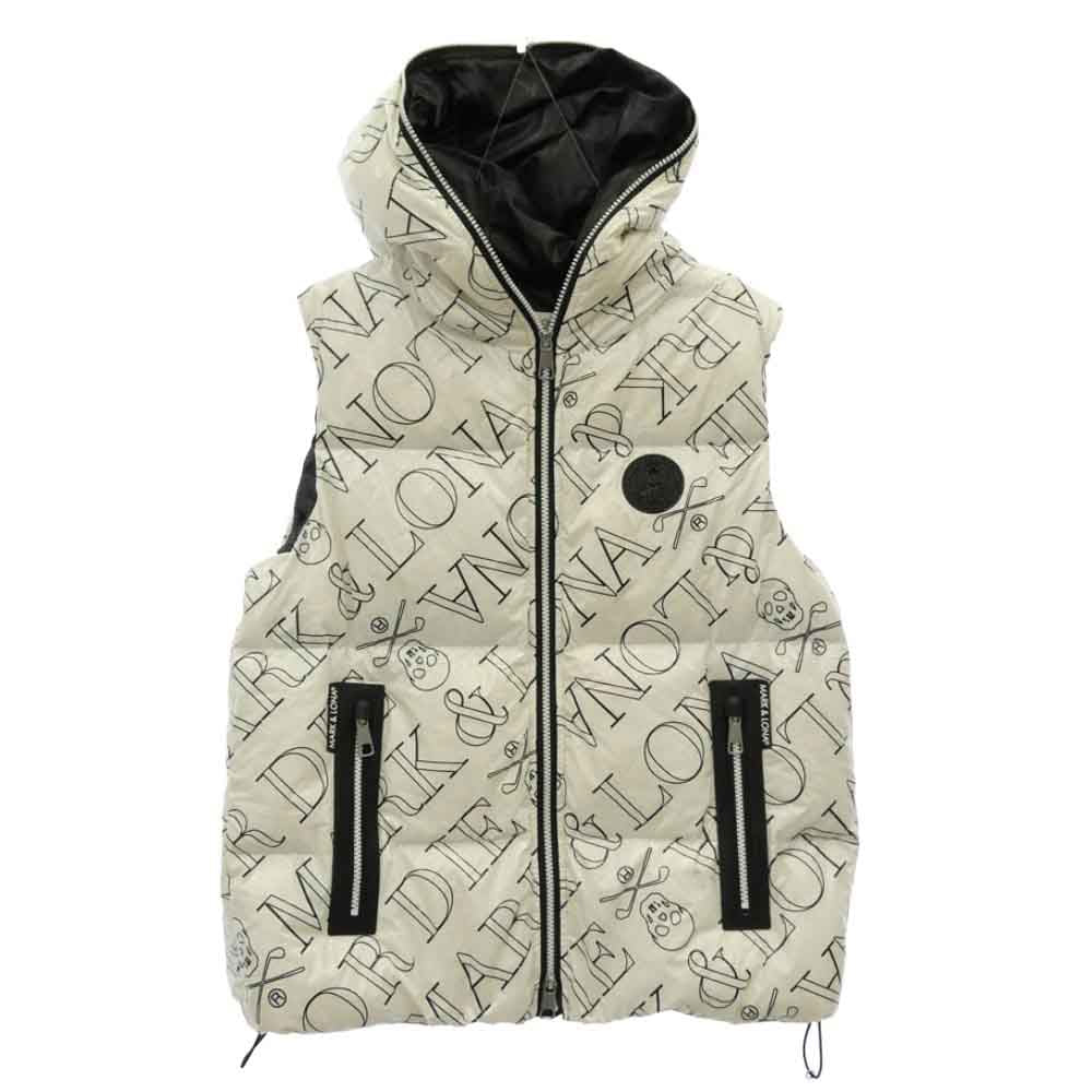 MARK&LONA マークアンドロナ MLM-3D-AD30 Lexington Down Vest スカル ロゴプリント フーデッド ダウン ベスト ホワイト系 46【中古】