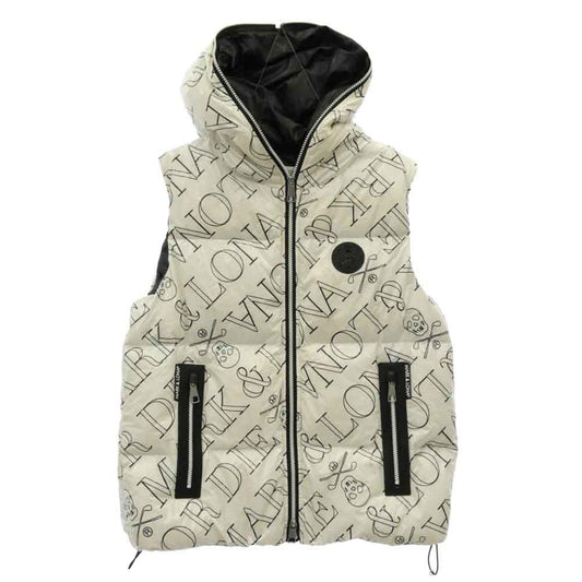 MARK&LONA マークアンドロナ MLM-3D-AD30 Lexington Down Vest スカル ロゴプリント フーデッド ダウン ベスト ホワイト系 46【中古】