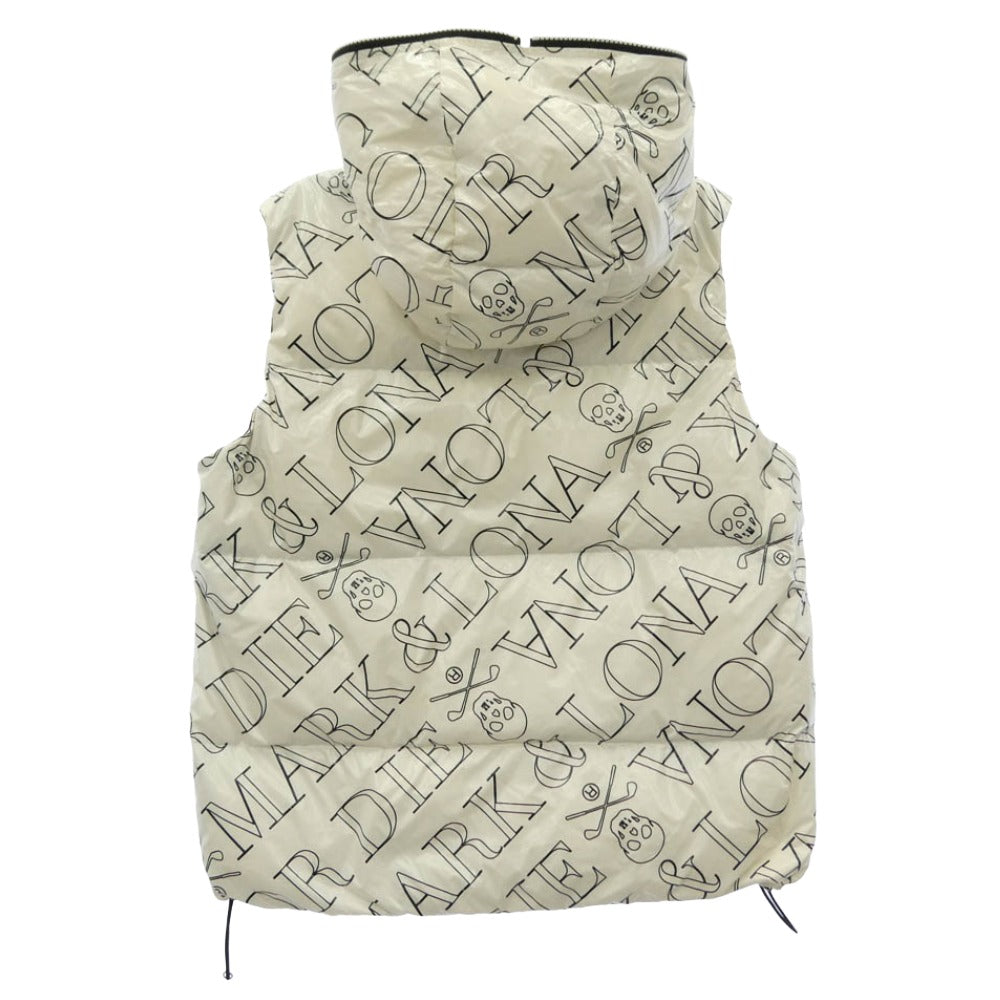 MARK&LONA マークアンドロナ MLM-3D-AD30 Lexington Down Vest スカル ロゴプリント フーデッド ダウン ベスト ホワイト系 46【中古】