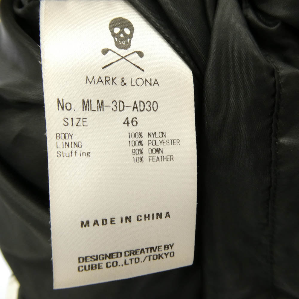 MARK&LONA マークアンドロナ MLM-3D-AD30 Lexington Down Vest スカル ロゴプリント フーデッド ダウン ベスト ホワイト系 46【中古】