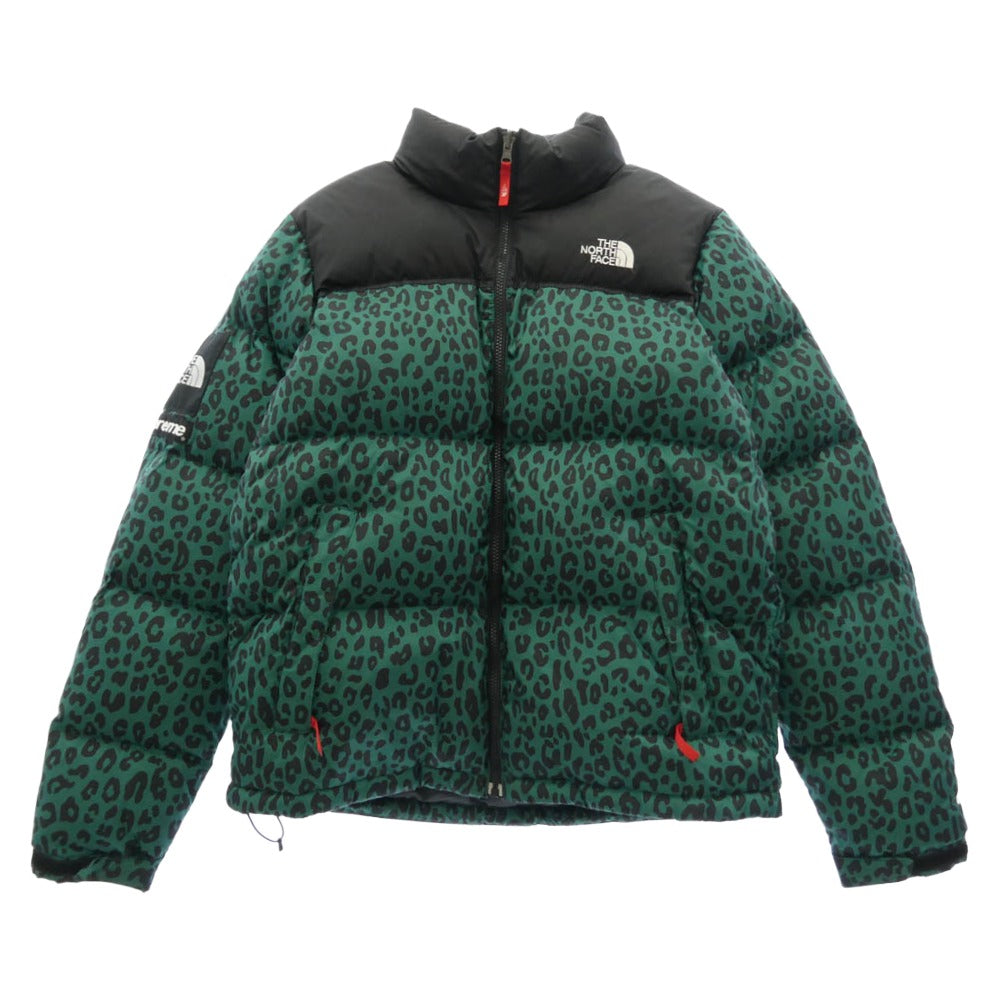 Supreme シュプリーム THE NORTH FACE ノースフェイス 11AW ND19100 × THE NORTH FACE ノースフェイス Nuptse Down Jacket Leopard レオパード柄 ヌプシ ダウンジャケット グリーン系 M【中古】