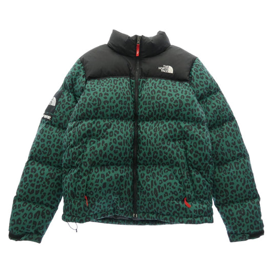 Supreme シュプリーム THE NORTH FACE ノースフェイス 11AW ND19100 × THE NORTH FACE ノースフェイス Nuptse Down Jacket Leopard レオパード柄 ヌプシ ダウンジャケット グリーン系 M【中古】