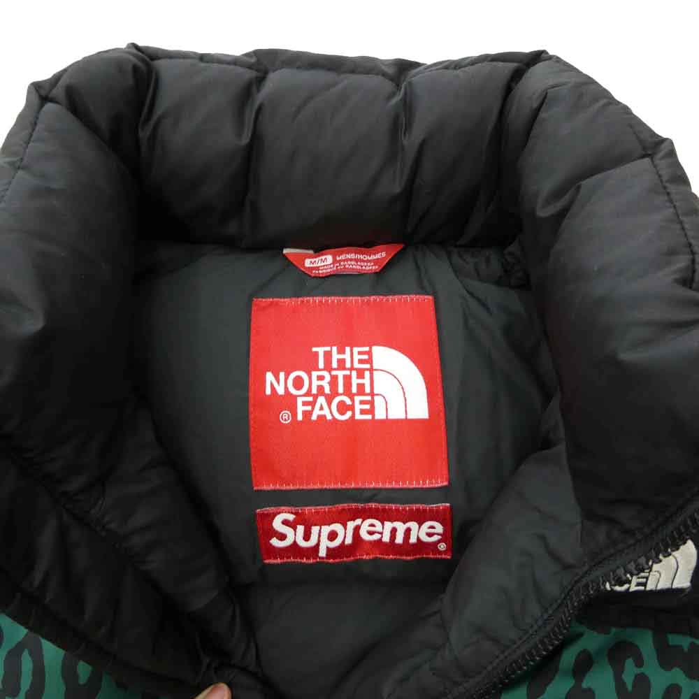 Supreme シュプリーム THE NORTH FACE ノースフェイス 11AW ND19100 × THE NORTH FACE ノースフェイス Nuptse Down Jacket Leopard レオパード柄 ヌプシ ダウンジャケット グリーン系 M【中古】
