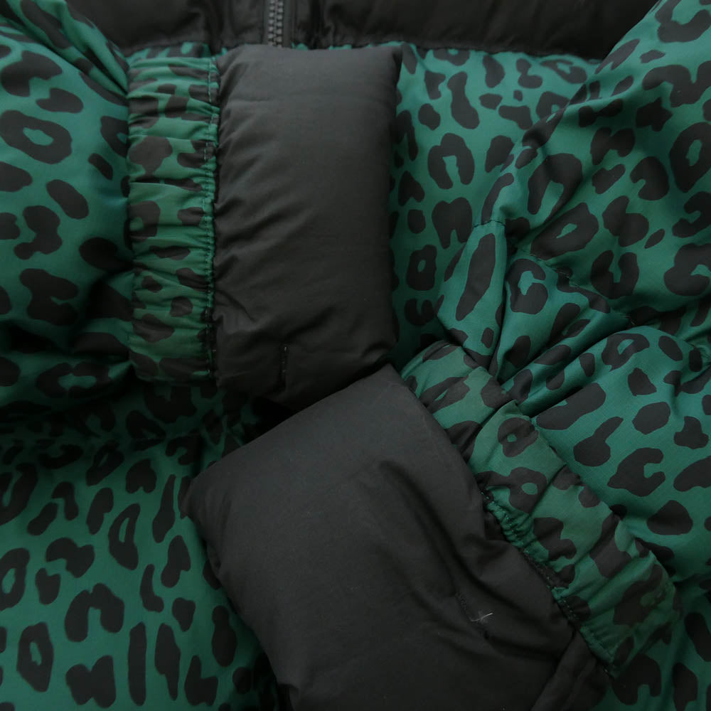 Supreme シュプリーム THE NORTH FACE ノースフェイス 11AW ND19100 × THE NORTH FACE ノースフェイス Nuptse Down Jacket Leopard レオパード柄 ヌプシ ダウンジャケット グリーン系 M【中古】