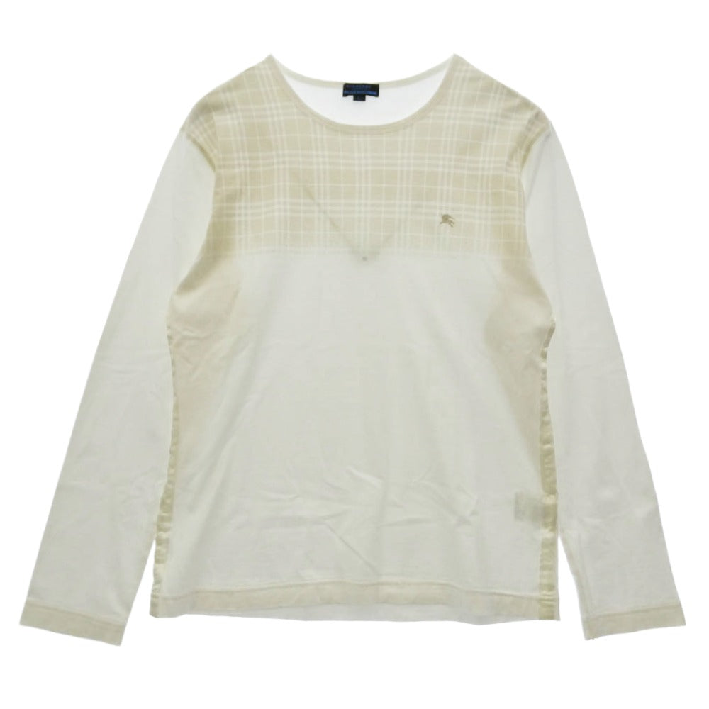 BURBERRY BLUE LABEL バーバリーブルーレーベル チェック切替 長袖 Tシャツ ホワイト系 L【中古】