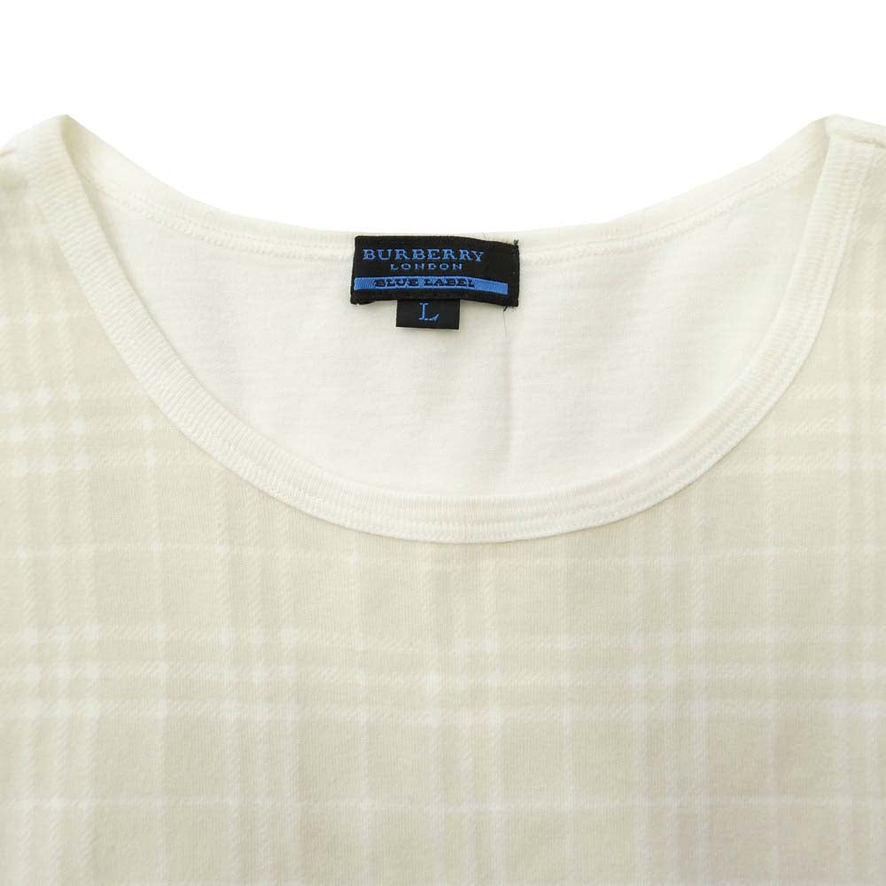 BURBERRY BLUE LABEL バーバリーブルーレーベル チェック切替 長袖 Tシャツ ホワイト系 L【中古】
