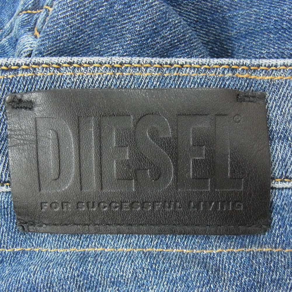 DIESEL ディーゼル 0890X D-VIDER JOGG ボタンフライ ストレッチ ダメージ リペア加工 デニム パンツ W34 インディゴブルー系 34【中古】