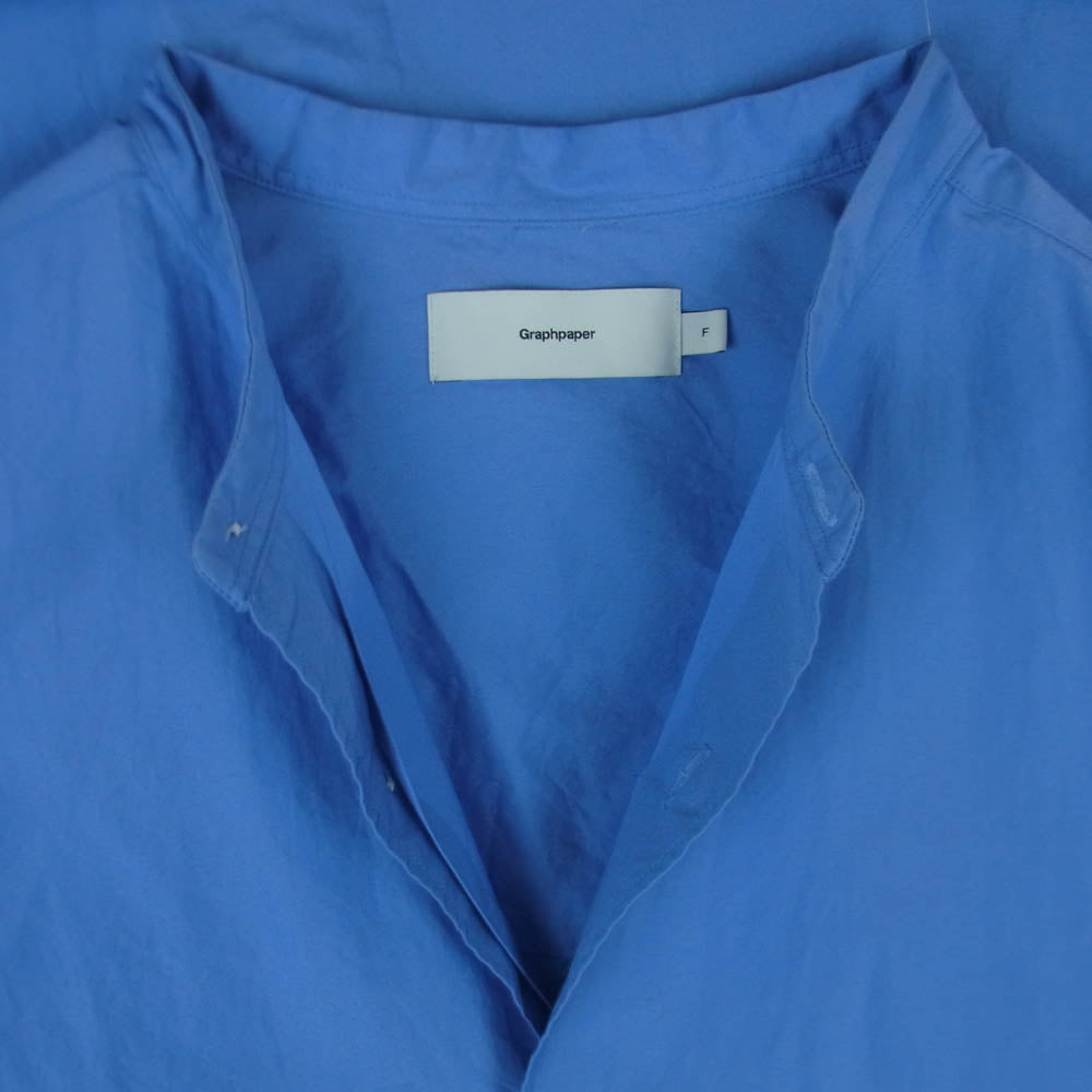 GRAPHPAPER グラフペーパー GM214-50014 Broad Oversized L/S Band Collar Shirt ブロード オーバーサイズ ロングスリーブ バンド カラー 長袖 シャツ ブルー系 F【中古】