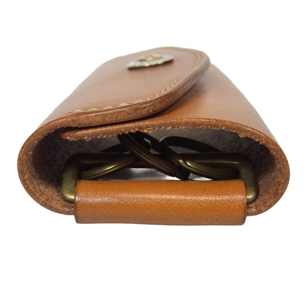 モト 金付きコンチョボタン ヌメ革 ウィケットクレイグ キーケース ライトブラウン系【中古】