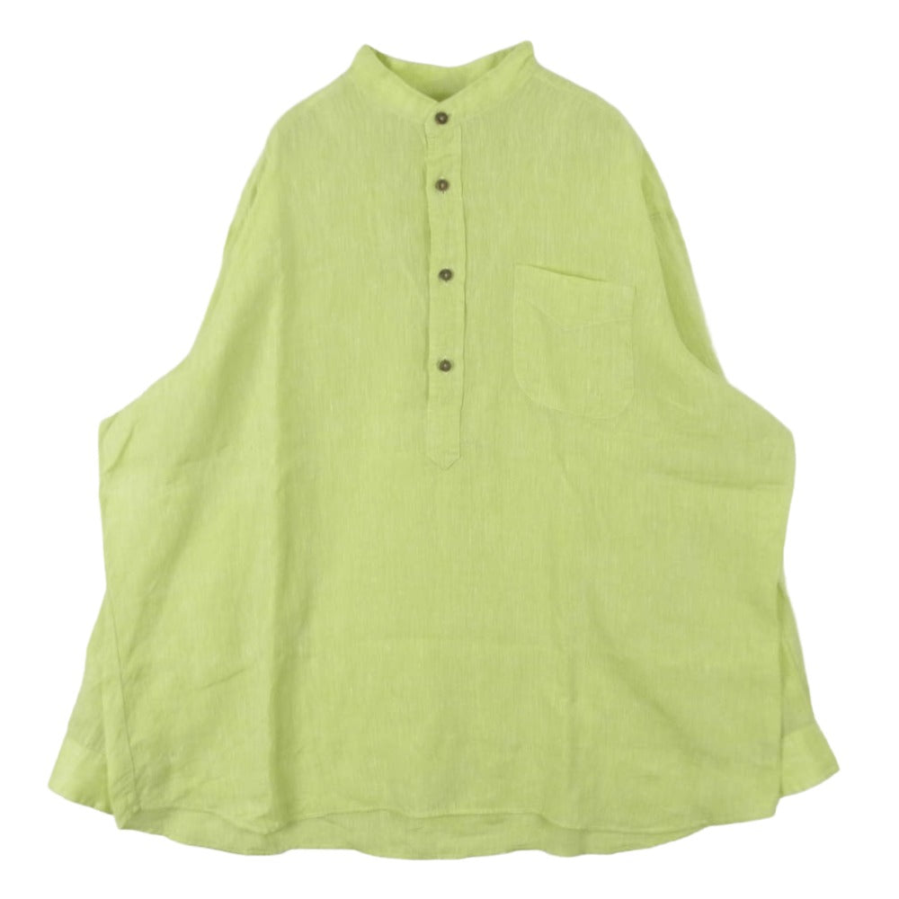 INDIVIDUALIZED SHIRTS インディビジュアライズドシャツ スタンドカラー リネン プルオーバー 長袖 シャツ イエロー系 S【中古】