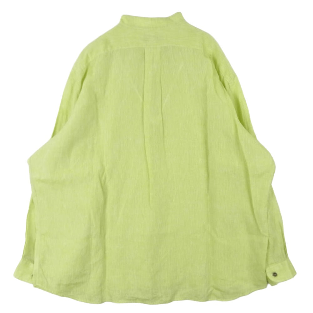 INDIVIDUALIZED SHIRTS インディビジュアライズドシャツ スタンドカラー リネン プルオーバー 長袖 シャツ イエロー系 S【中古】