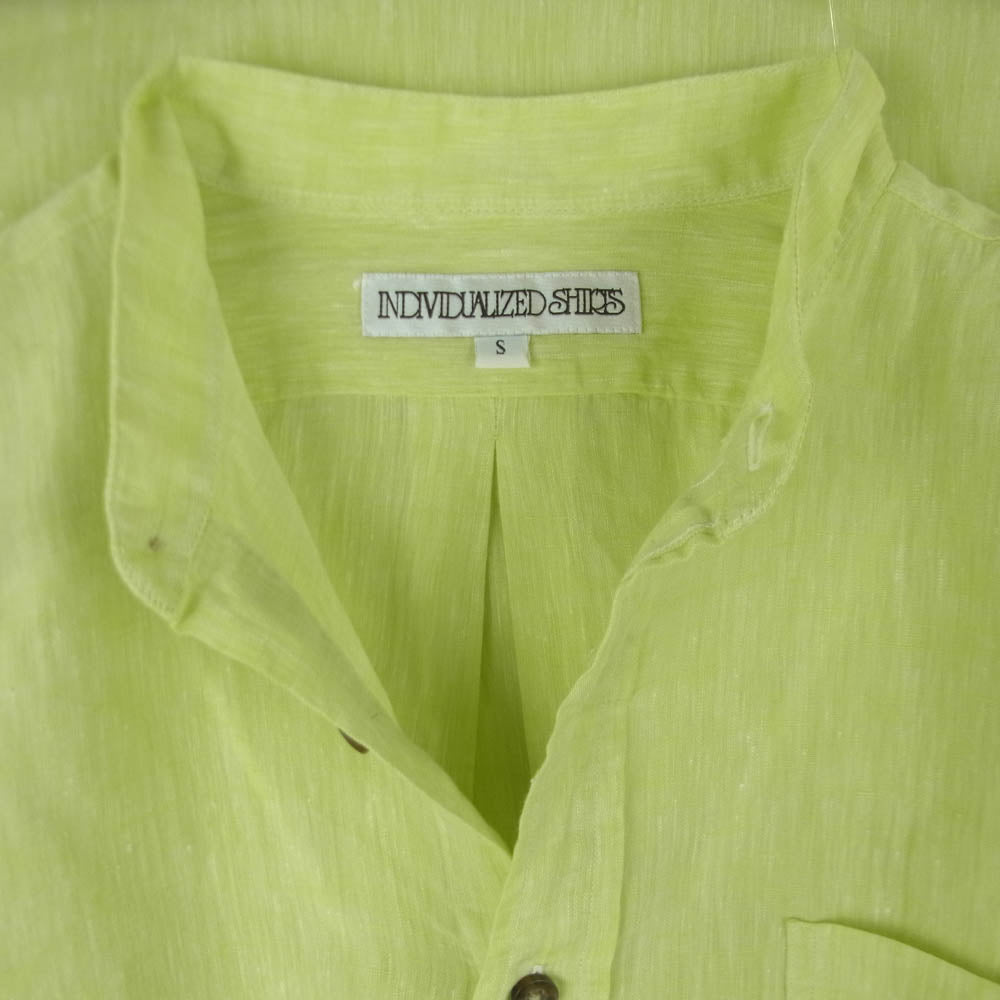 INDIVIDUALIZED SHIRTS インディビジュアライズドシャツ スタンドカラー リネン プルオーバー 長袖 シャツ イエロー系 S【中古】