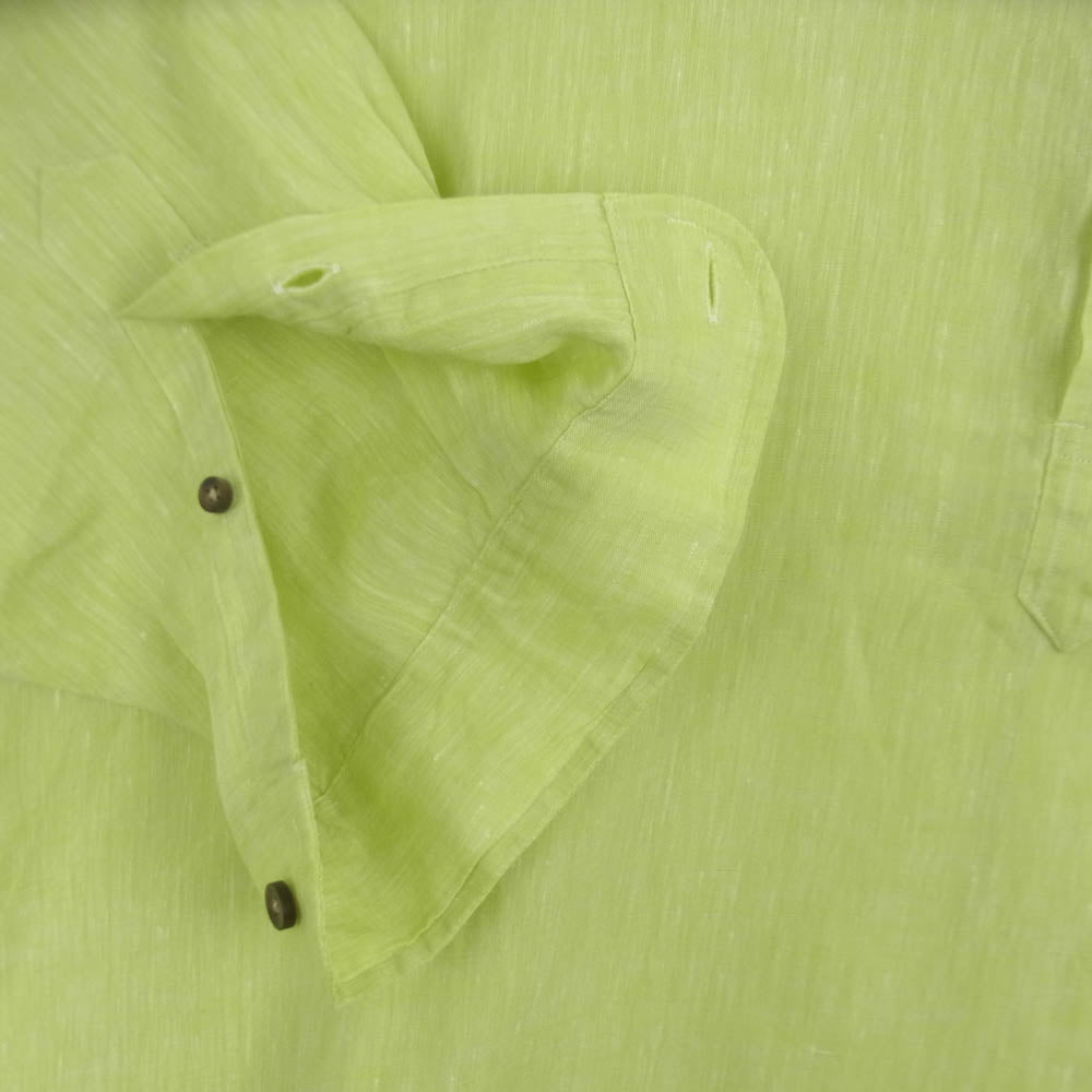 INDIVIDUALIZED SHIRTS インディビジュアライズドシャツ スタンドカラー リネン プルオーバー 長袖 シャツ イエロー系 S【中古】