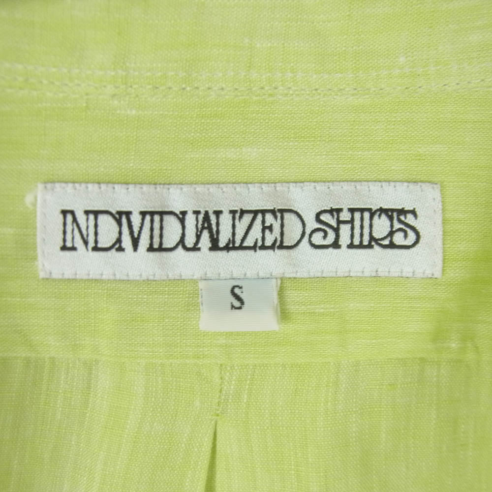 INDIVIDUALIZED SHIRTS インディビジュアライズドシャツ スタンドカラー リネン プルオーバー 長袖 シャツ イエロー系 S【中古】