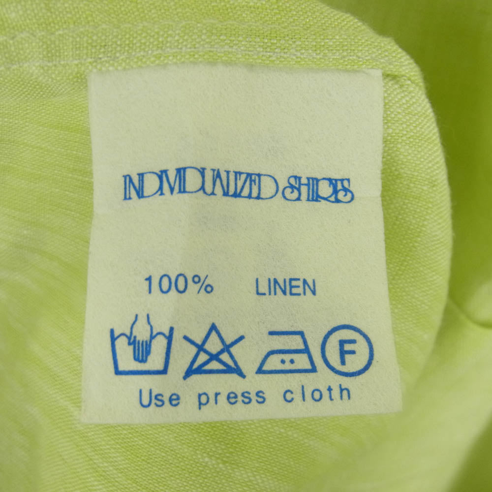 INDIVIDUALIZED SHIRTS インディビジュアライズドシャツ スタンドカラー リネン プルオーバー 長袖 シャツ イエロー系 S【中古】