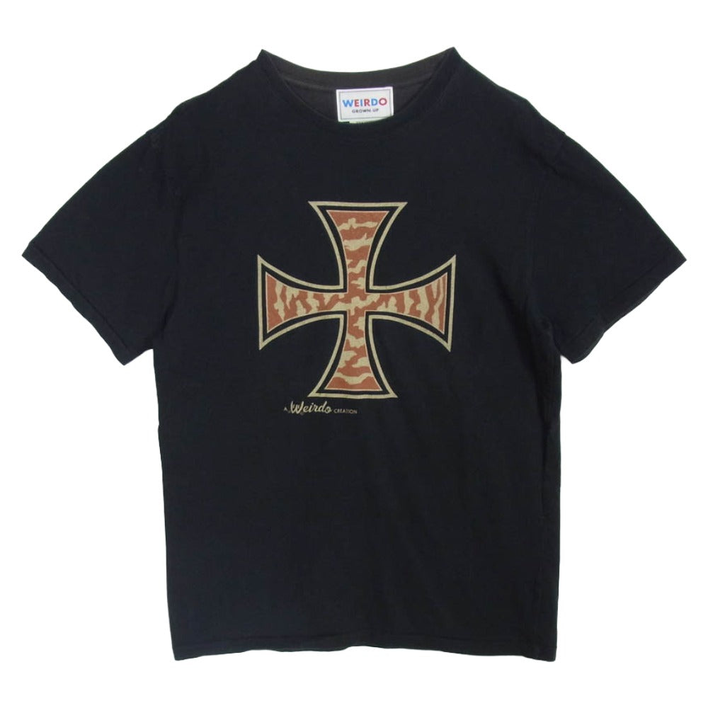 WEIRDO ウィアード クロスプリント 半袖 Tシャツ カットソー ブラック系 M【中古】