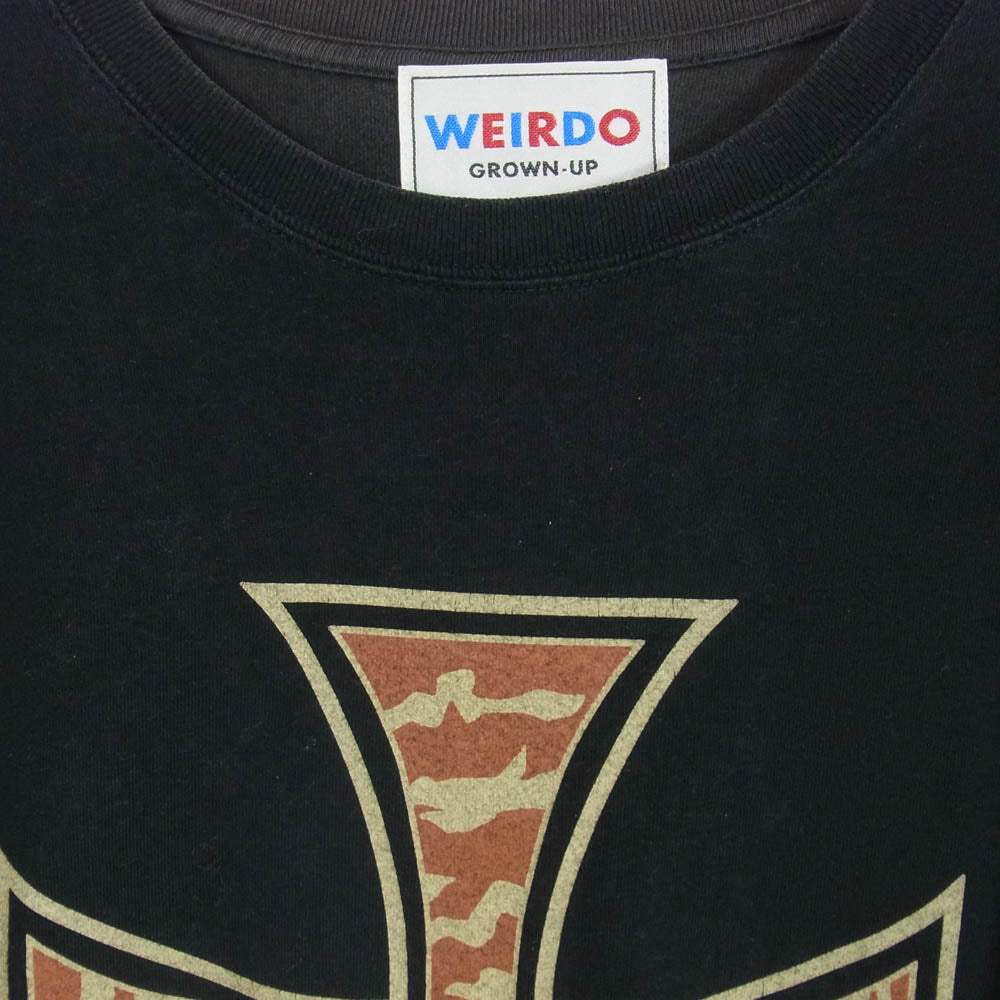 WEIRDO ウィアード クロスプリント 半袖 Tシャツ カットソー ブラック系 M【中古】