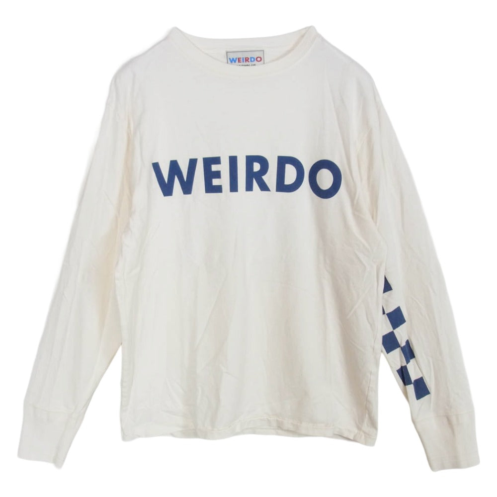 WEIRDO ウィアード ロゴプリント 長袖 ロングスリーブ Tシャツ カットソー ホワイト系 M【中古】