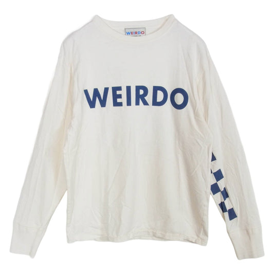WEIRDO ウィアード ロゴプリント 長袖 ロングスリーブ Tシャツ カットソー ホワイト系 M【中古】