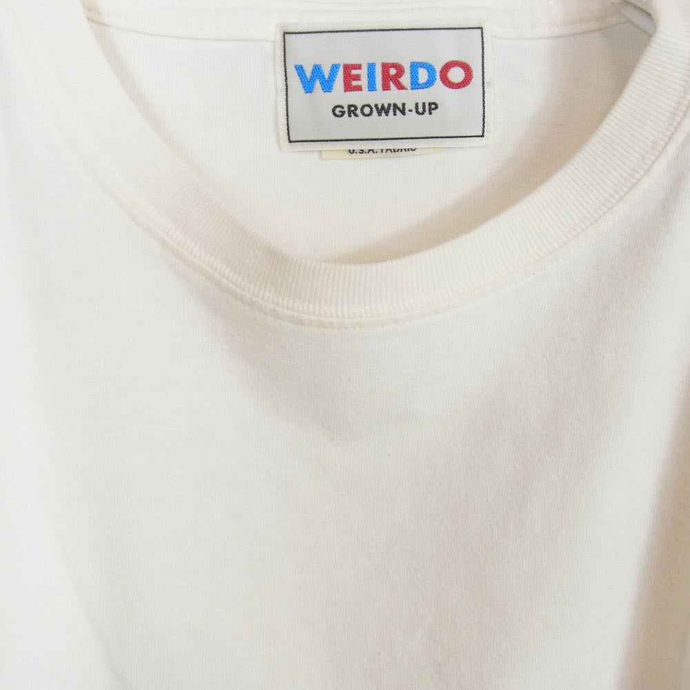 WEIRDO ウィアード ロゴプリント 長袖 ロングスリーブ Tシャツ カットソー ホワイト系 M【中古】