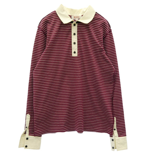 エムエーエスユー 26SS M26U6CS009 OPPOSITE STRIPE PULLOVER SHIRT オポジット ストライプ プルオーバー 長袖 シャツ エンジ系 オフホワイト系 44【中古】