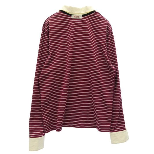 エムエーエスユー 26SS M26U6CS009 OPPOSITE STRIPE PULLOVER SHIRT オポジット ストライプ プルオーバー 長袖 シャツ エンジ系 オフホワイト系 44【中古】