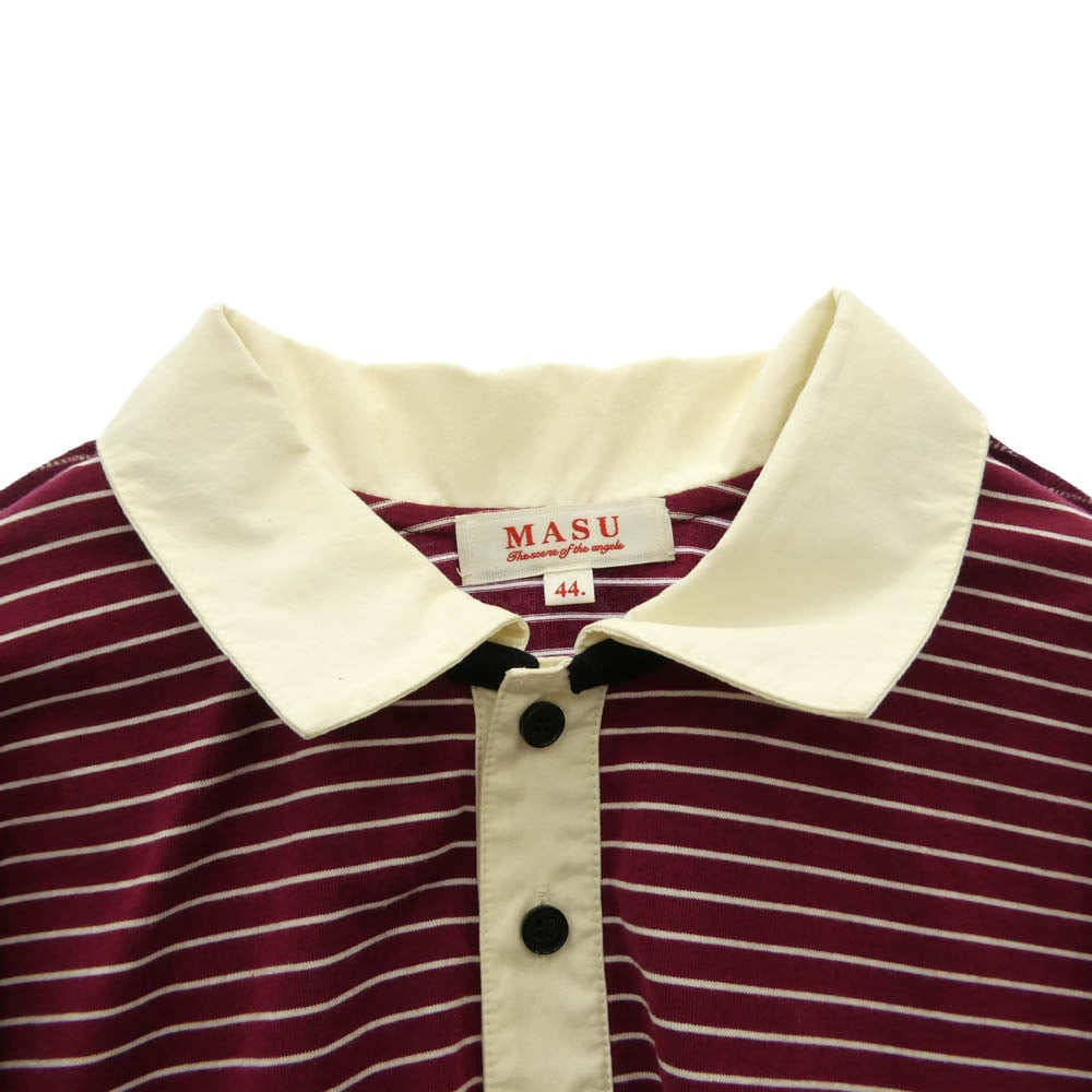 エムエーエスユー 26SS M26U6CS009 OPPOSITE STRIPE PULLOVER SHIRT オポジット ストライプ プルオーバー 長袖 シャツ エンジ系 オフホワイト系 44【中古】