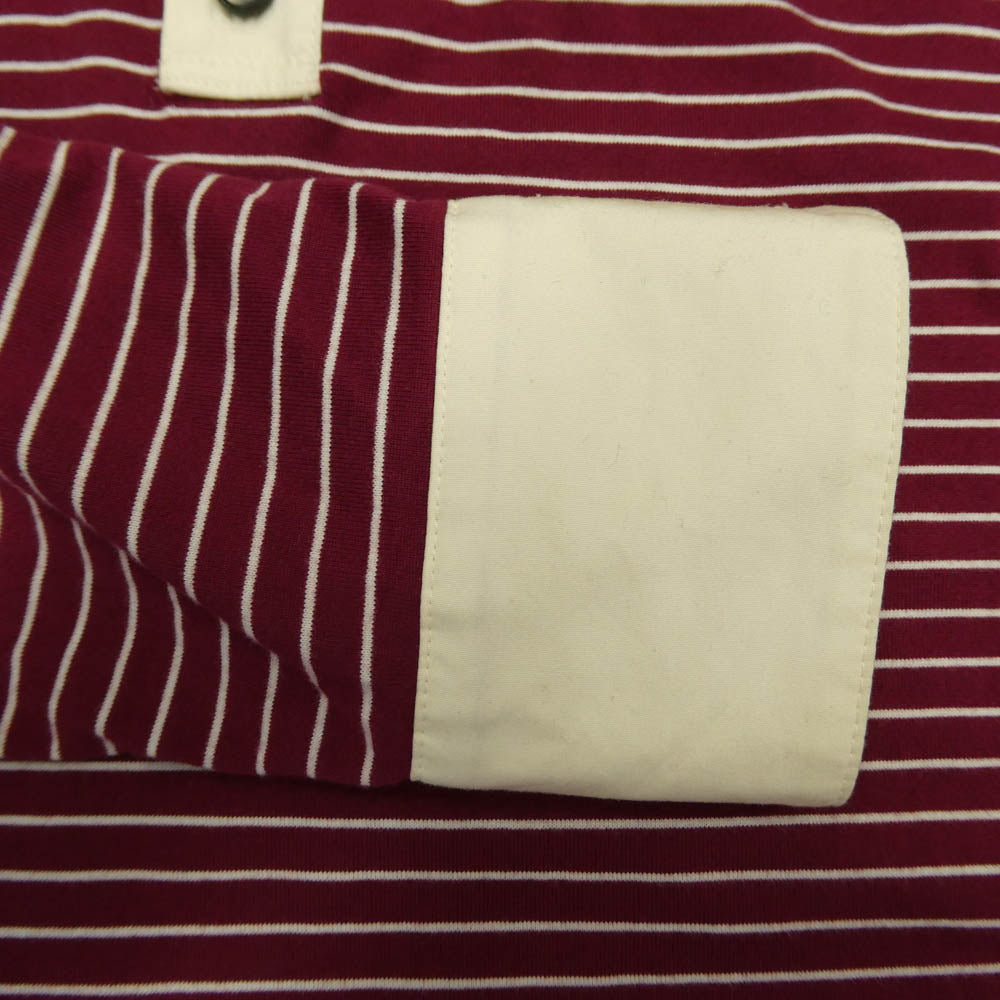エムエーエスユー 26SS M26U6CS009 OPPOSITE STRIPE PULLOVER SHIRT オポジット ストライプ プルオーバー 長袖 シャツ エンジ系 オフホワイト系 44【中古】