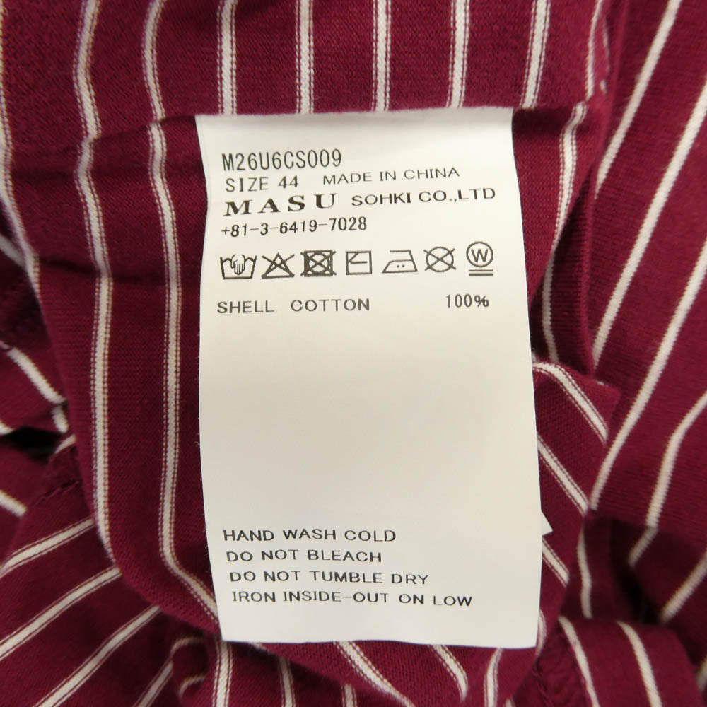 エムエーエスユー 26SS M26U6CS009 OPPOSITE STRIPE PULLOVER SHIRT オポジット ストライプ プルオーバー 長袖 シャツ エンジ系 オフホワイト系 44【中古】