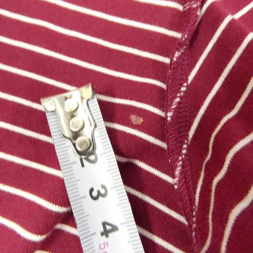 エムエーエスユー 26SS M26U6CS009 OPPOSITE STRIPE PULLOVER SHIRT オポジット ストライプ プルオーバー 長袖 シャツ エンジ系 オフホワイト系 44【中古】