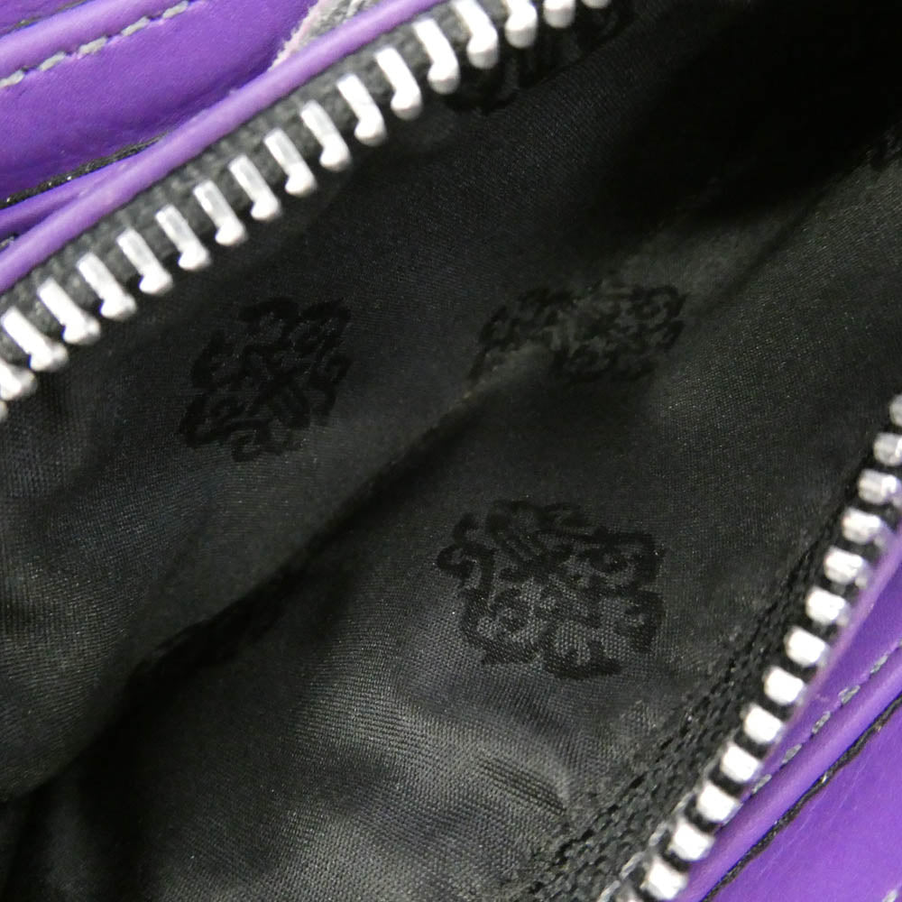 CHROME HEARTS クロムハーツ（原本無） REC ZIP 3PTCH 3セメタリー クロスパッチ ラウンドファスナー 長財布 ネイビー系 パープル系【中古】