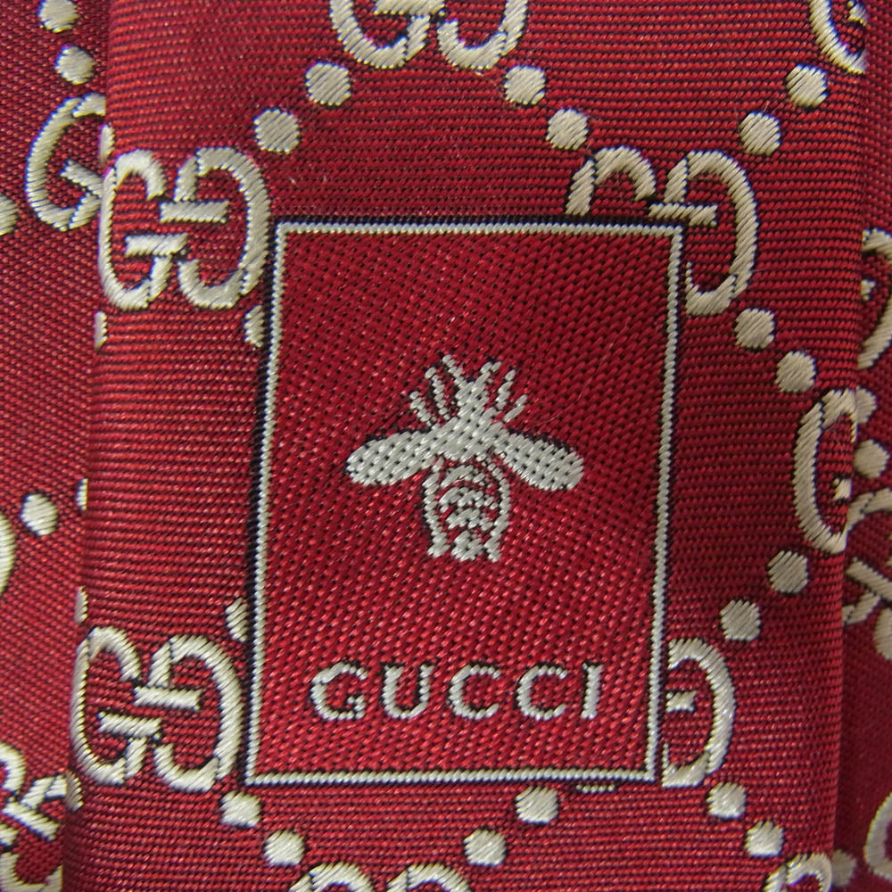 GUCCI グッチ 499695 4B002 ARGOS GG総柄 ロゴ シルク ネクタイ レッド系【中古】