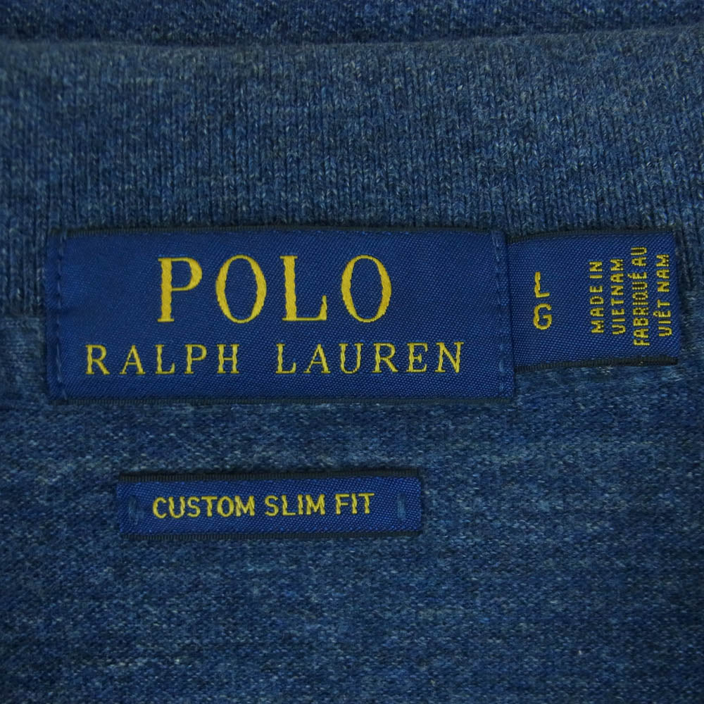 POLO RALPH LAUREN ポロ・ラルフローレン Custom Slim Fit Mesh Polo Shirt カスタムスリムフィット メッシュ 半袖 ポニー刺繍 ポロ シャツ ネイビー系 L【中古】