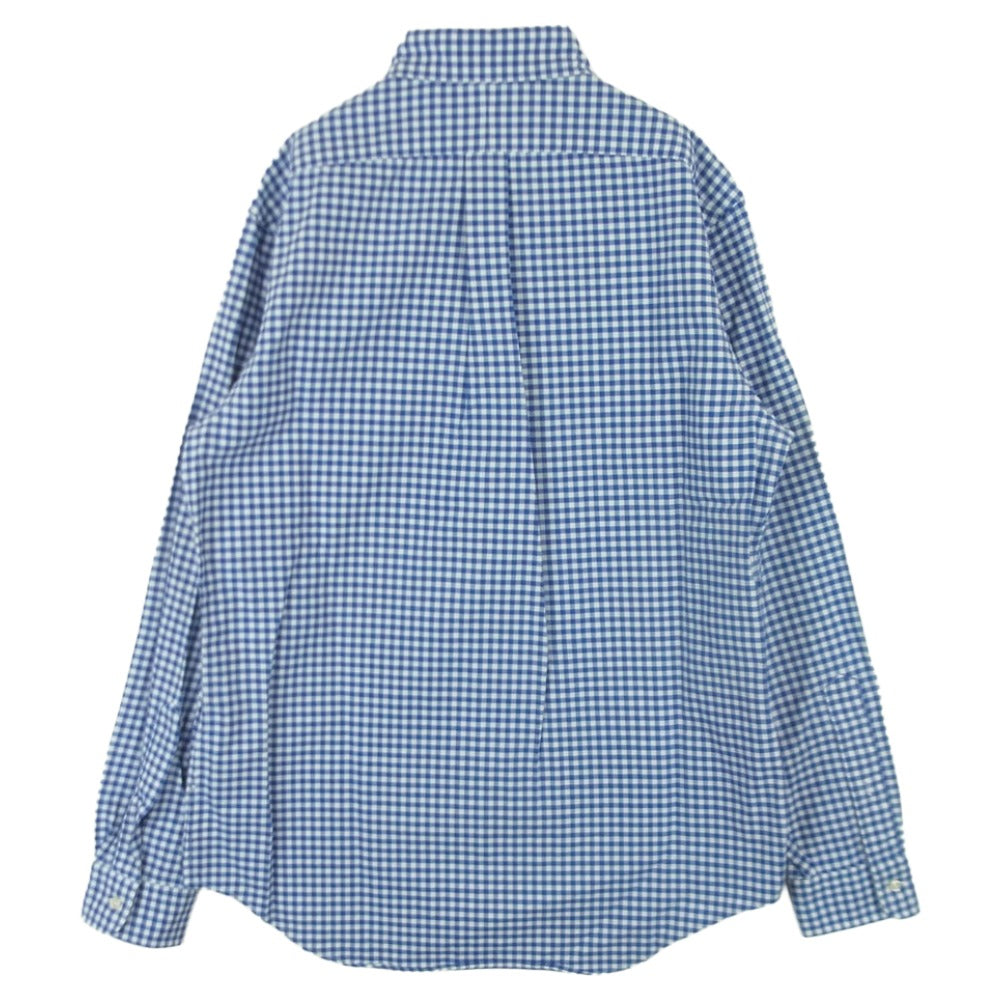 RALPH LAUREN ラルフローレン Classic Fit Plaid Oxford Shirt クラシックフィット チェック柄 オックスフォード ボタンダウン ポニー刺繍 長袖 シャツ ブルー系 ホワイト系 M【美品】【中古】