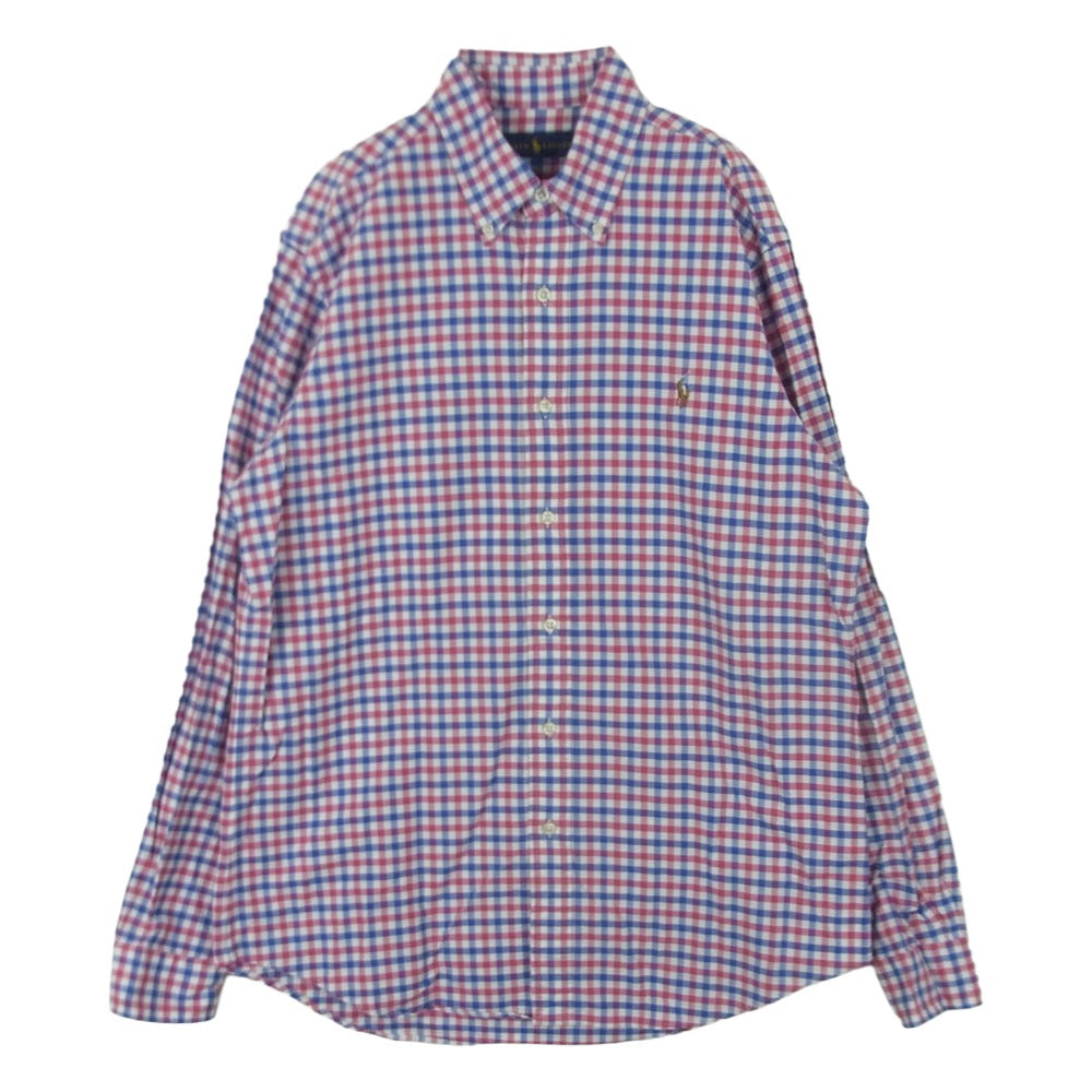 RALPH LAUREN ラルフローレン Classic Fit Plaid Oxford Shirt クラシックフィット チェック柄 オックスフォード ボタンダウン ポニー刺繍 長袖 シャツ ピンク系 ブルー系 ホワイト系 M【美品】【中古】