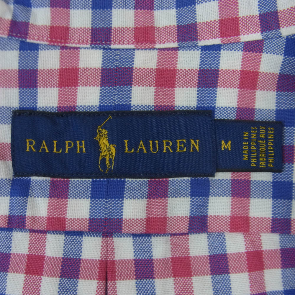 RALPH LAUREN ラルフローレン Classic Fit Plaid Oxford Shirt クラシックフィット チェック柄 オックスフォード ボタンダウン ポニー刺繍 長袖 シャツ ピンク系 ブルー系 ホワイト系 M【美品】【中古】
