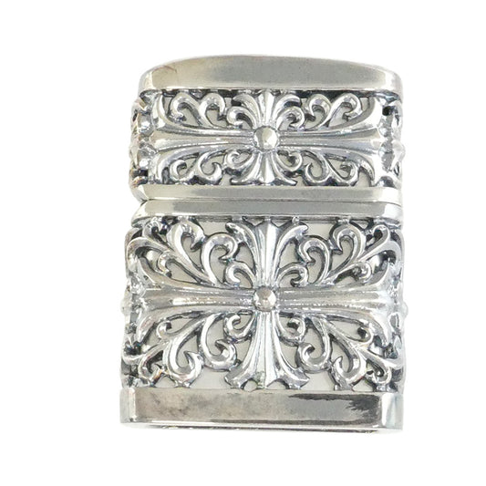 ZIPPO ジッポ メタルジャケット クロス ライター シルバー系【美品】【中古】