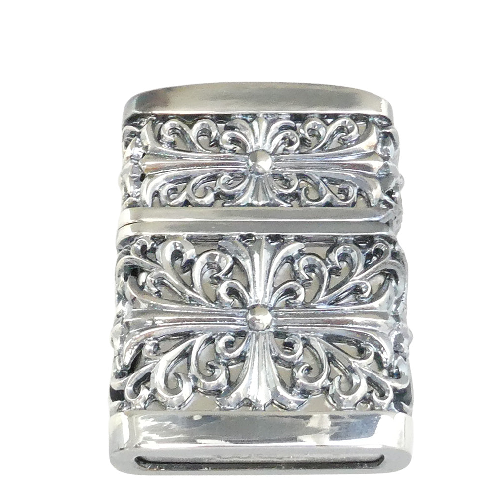 ZIPPO ジッポ メタルジャケット クロス ライター シルバー系【美品】【中古】