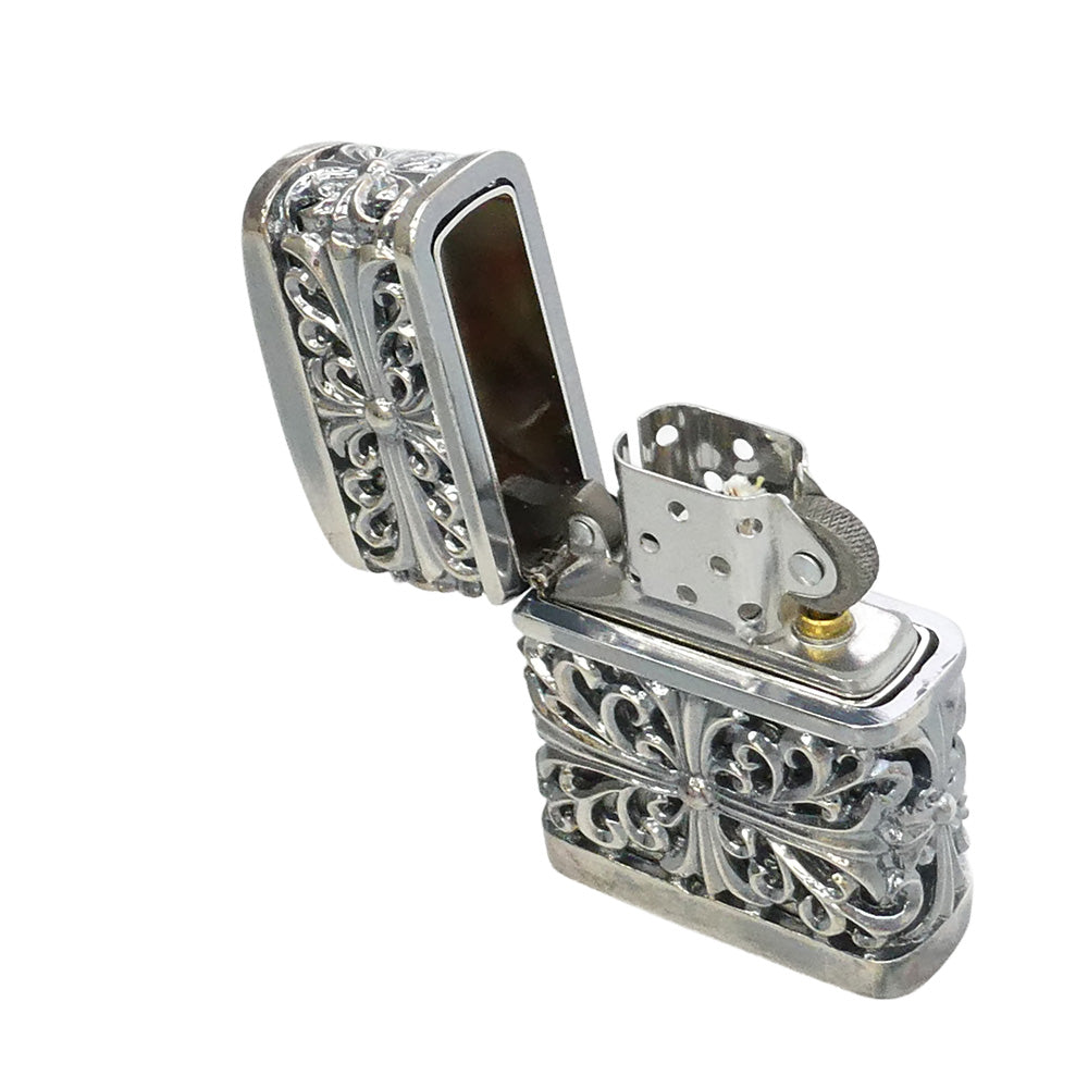 ZIPPO ジッポ メタルジャケット クロス ライター シルバー系【美品】【中古】