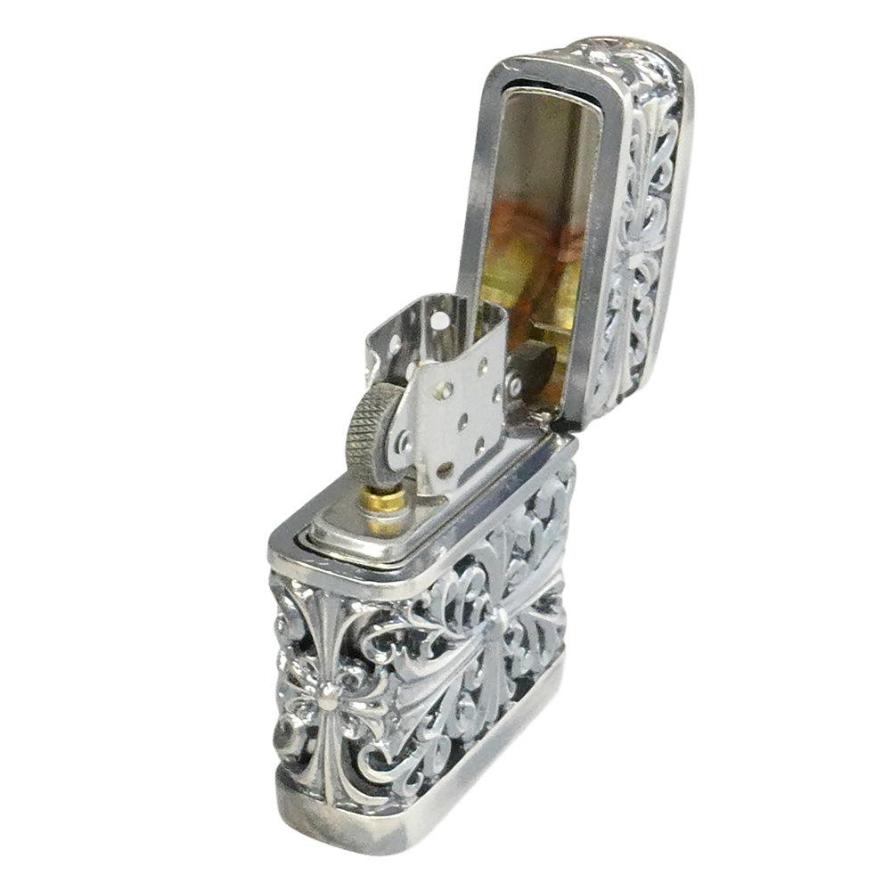 ZIPPO ジッポ メタルジャケット クロス ライター シルバー系【美品】【中古】