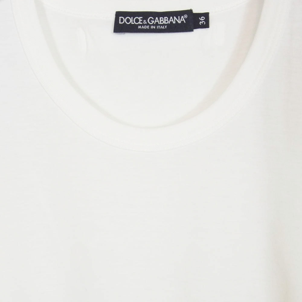 DOLCE&GABBANA ドルチェアンドガッバーナ レース クルーネック カットソー 半袖 Tシャツ ホワイト系 36【中古】