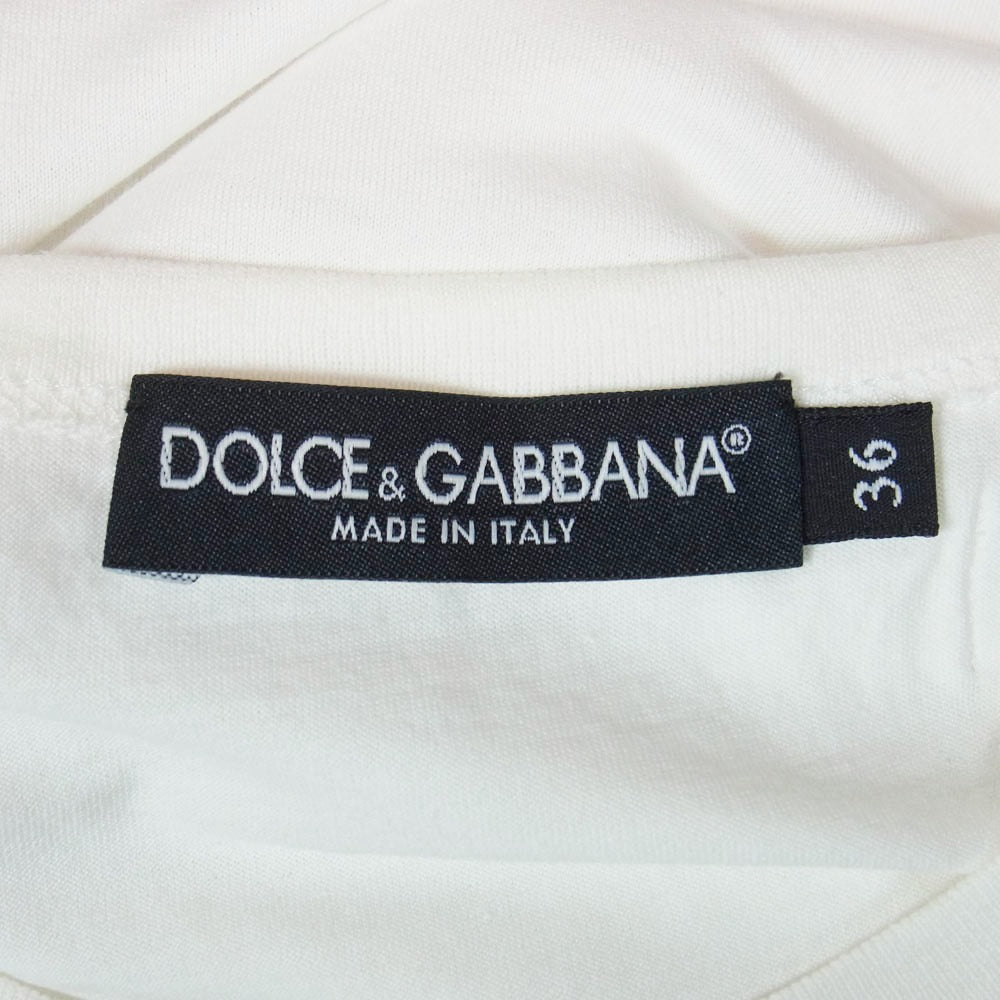 DOLCE&GABBANA ドルチェアンドガッバーナ レース クルーネック カットソー 半袖 Tシャツ ホワイト系 36【中古】