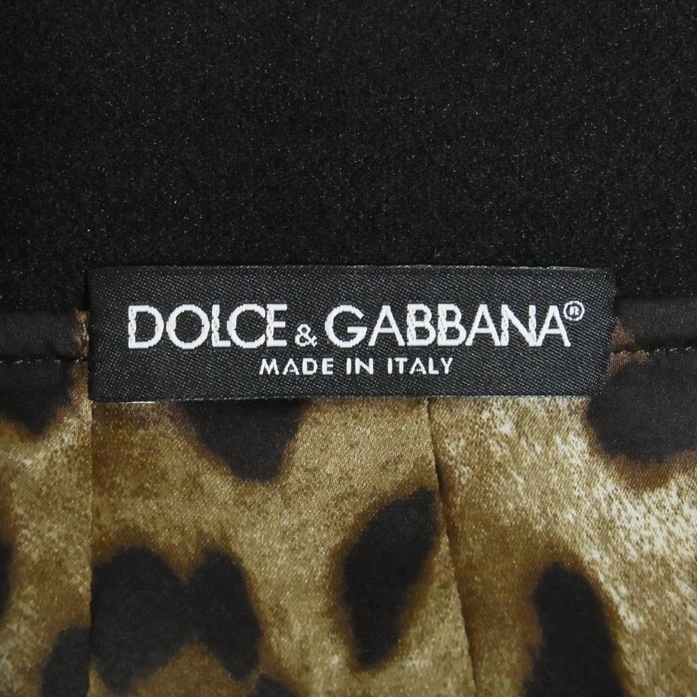 DOLCE&GABBANA ドルチェアンドガッバーナ バックジップ シルク レオパード タイト スカート ブラウン系 36【中古】
