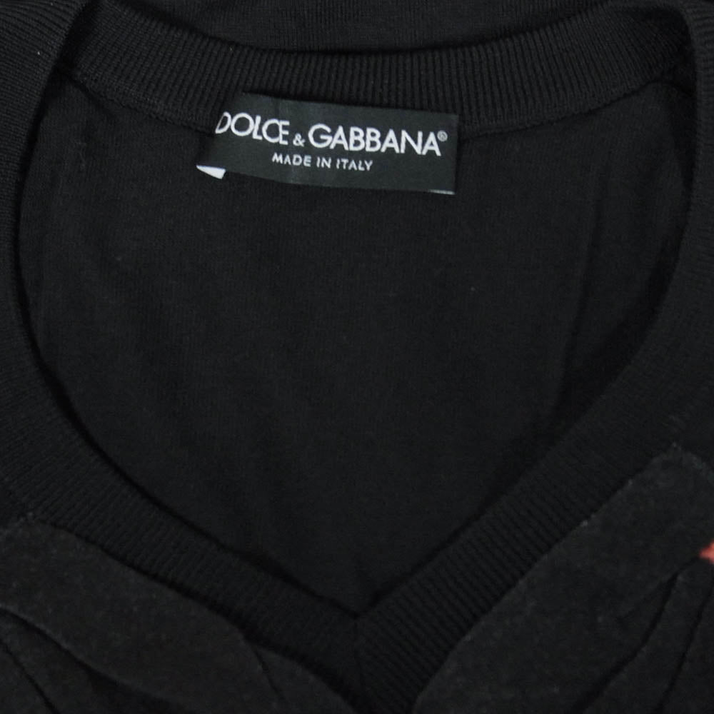 DOLCE&GABBANA ドルチェアンドガッバーナ Vネック フラワー ニット ブラック系 40【中古】