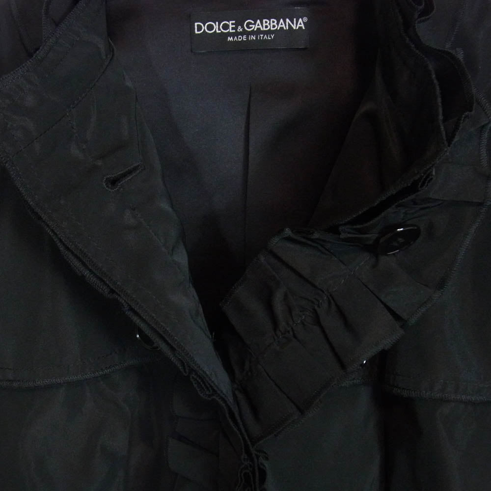 DOLCE&GABBANA ドルチェアンドガッバーナ フリル クロップド ジャケット ショート丈 ブルゾン ブラック系 36【中古】