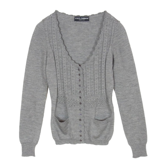 DOLCE&GABBANA ドルチェアンドガッバーナ Vネック シルク カーディガン グレー系 38【中古】
