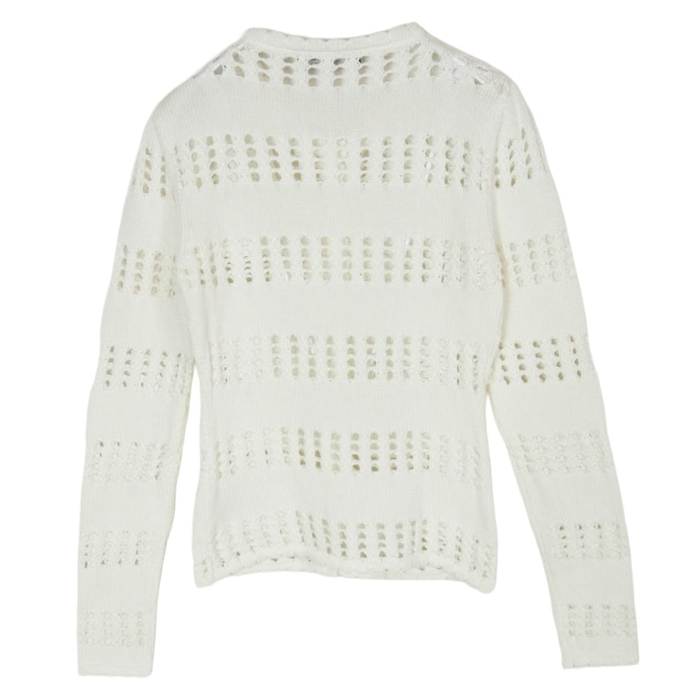 DOLCE&GABBANA ドルチェアンドガッバーナ カットワーク クルーネック ニット カーディガン ホワイト系 38【美品】【中古】